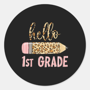 Kids First Day Of School Girls Ck To School Hello Classic Round Sticker