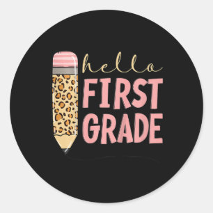 Kids First Day Of School Girls Ck To School Hello  Classic Round Sticker