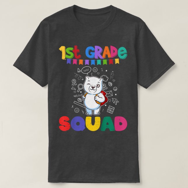 Kids First Grade Squad Funny Polar Bear Elementary T-Shirt (Design Front)