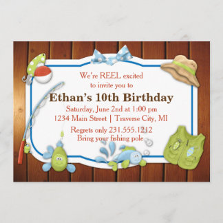 Kids Fishing Birthday Invitation