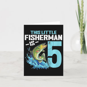 Kids Fishing Birthday Shirt 5 Year Old Boy Fisher  Card