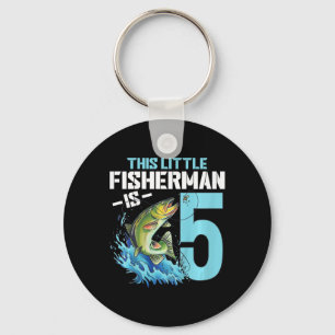 Kids Fishing Birthday Shirt 5 Year Old Boy Fisher  Key Ring