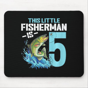 Kids Fishing Birthday Shirt 5 Year Old Boy Fisher  Mouse Pad