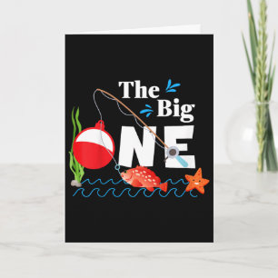 Kids Fishing The Big One Year 1st First Birthday L Card