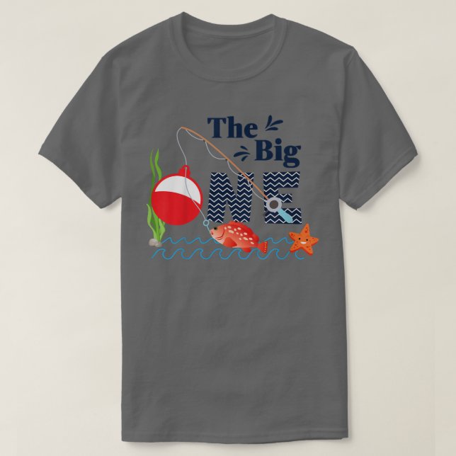 Kids Fishing The Big One Year 1st First Birthday L T-Shirt (Design Front)
