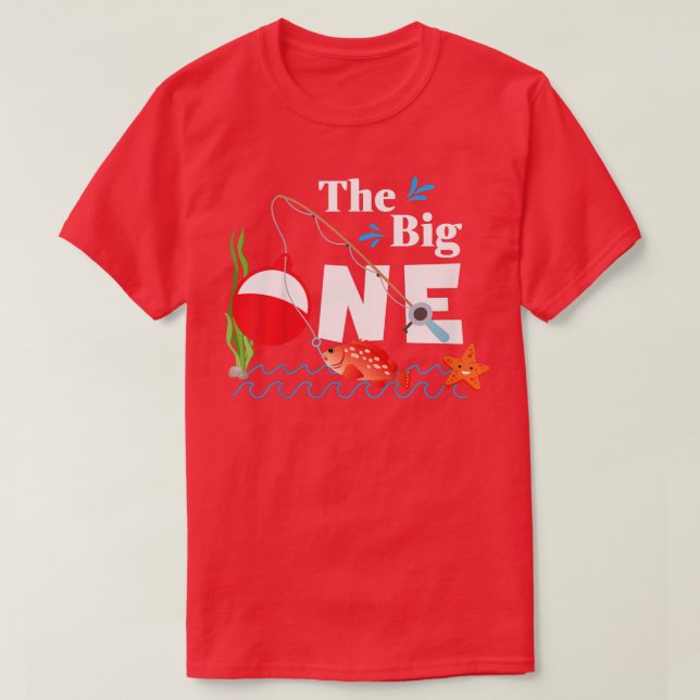 Kids Fishing The Big One Year 1st First Birthday L T-Shirt (Design Front)
