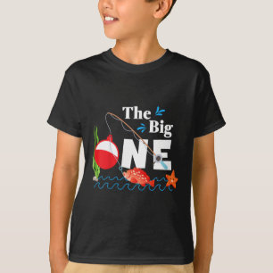 Kids Fishing The Big One Year 1st First Birthday L T-Shirt