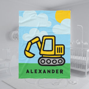 Kid's fleece blanket with cute toy excavator print