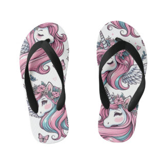  Kids' Flip-Flop Design – Pink Unicorns Kid's Jandals