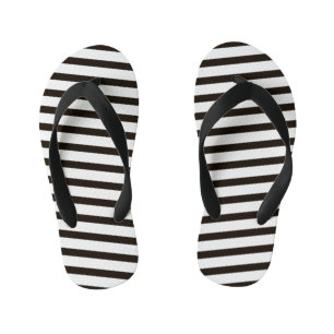 Kids Flip Flops-Black & White Stripes Kid's Jandals