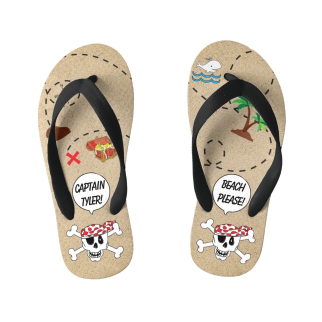 Kids Flip-Flops Pirate Map Kid's Jandals (Footbed)