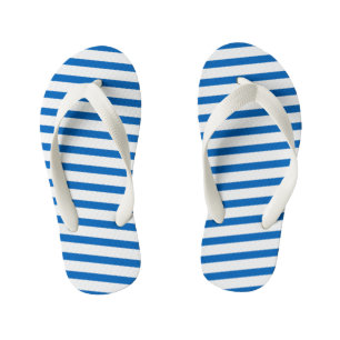 Kids Flip Flops-Royal Blue & White Stripes Kid's Jandals