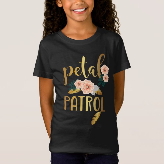 Kids Flower Girl Bridesmaid Petal Patrol T-Shirt (Front)
