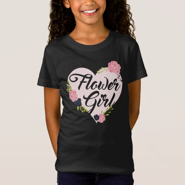 Kids Flower Girl Heart Bridesmaid Shirts Wedding (Front)