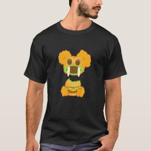 Kids Fluffy Face Little Bear Eats Guacamole Burger T-Shirt
