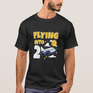 Kids Flying Into 2 Airplane Pilot 2 Year Old 2nd B T-Shirt