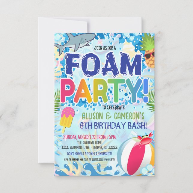 Kids Foam Party Invitation (Front)