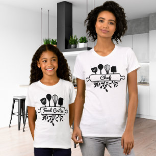 Kids Food Critic Black Kitchen Utensil Design T-Shirt