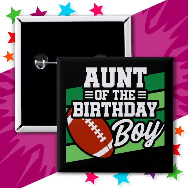 Kids Football Party Aunt of the Birthday Boy 15 Cm Square Badge (Creator Uploaded)
