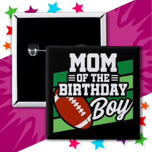 Kids Football Party Mum of the Birthday Boy 15 Cm Square Badge