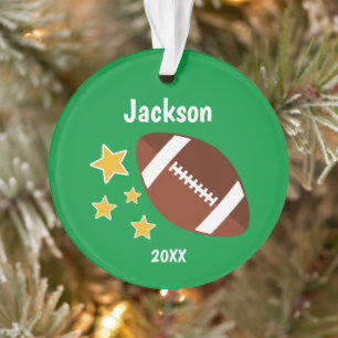 Kids Football Stars Green Personalised Ornament