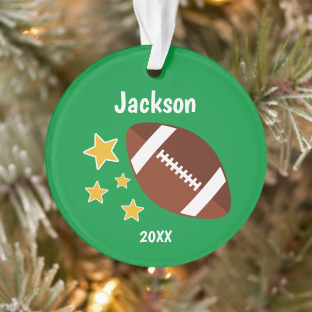 Kids Football Stars Green Personalised Ornament (Tree)
