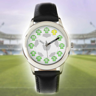 Kid's Football Watch - with Green Hooped Shirts