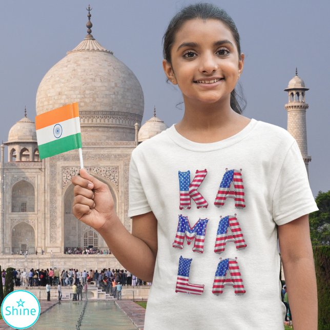 Kids for Kamala Harris USA Flag Balloon Alphabets T-Shirt (Creator Uploaded)