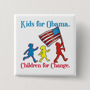 Kids for Obama 15 Cm Square Badge