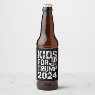 Kids For Trump USA Election 2024 Beer Bottle Label
