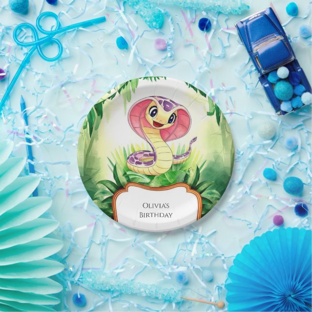 Kids Forest Snake Birthday Paper Plate (Party)