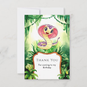 Kids Forest Snake Birthday Thank You Card
