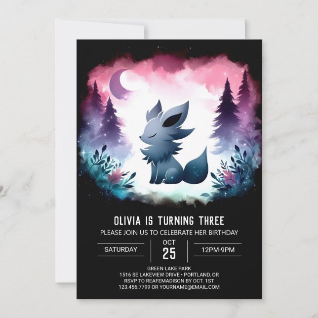 Kids Forest Wolf Birthday Invitation (Front)