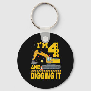 Kids Four 4yr 4th Birthday Excavator 4 Year Old Bo Key Ring