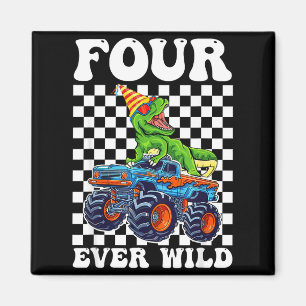 Kids Four Ever Wild Dinosaur Monster Truck 4th Bir Magnet
