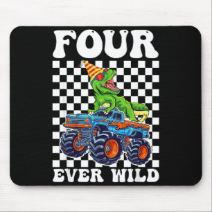 Kids Four Ever Wild Dinosaur Monster Truck 4th Bir Mouse Pad