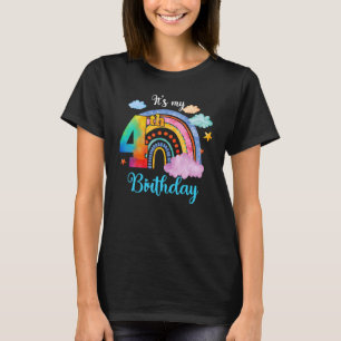 Kids Four Year Old Rainbow 4th Birthday For Girls  T-Shirt