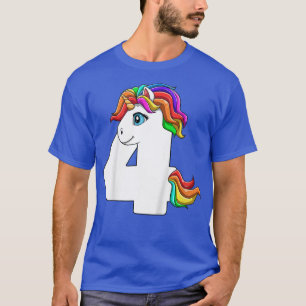 Kids Fourth Birthday Unicorn 4 Year Old Boy Girl  T-Shirt