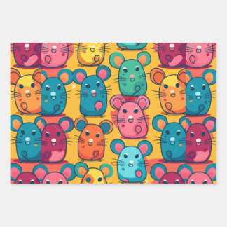 Kids-Friendly Bright & Charming Rats Wrapping Paper Sheet