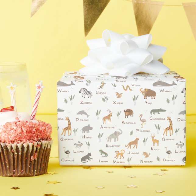 Kids' Fun ABC Wild Animals Wrapping Paper (Birthday Party)