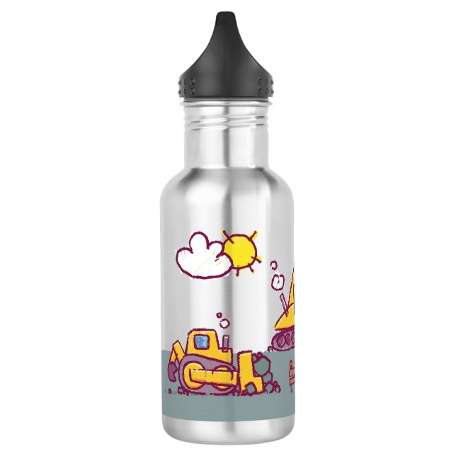 Kids Fun Construction Site and Vehicles 532 Ml Water Bottle (Left)
