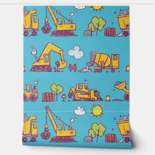 Kids Fun Construction Site & Vehicles Wallpaper