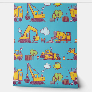 Kids Fun Construction Site & Vehicles Wallpaper