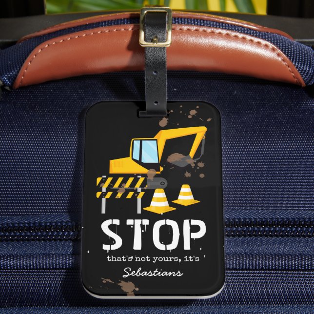 Kids Fun Construction Travel Bag Luggage Tag (Front Insitu 2)