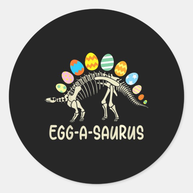 Kids Fun Eggasaurus Dinosaur Easter Egg Hunt Kids  Classic Round Sticker (Front)
