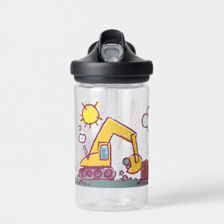 Kids Fun Excavator and Crane Construction Vehicle Water Bottle