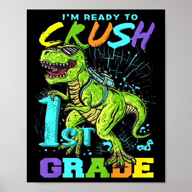 Kids Fun First Grade T-rex Tee  Poster (Front)