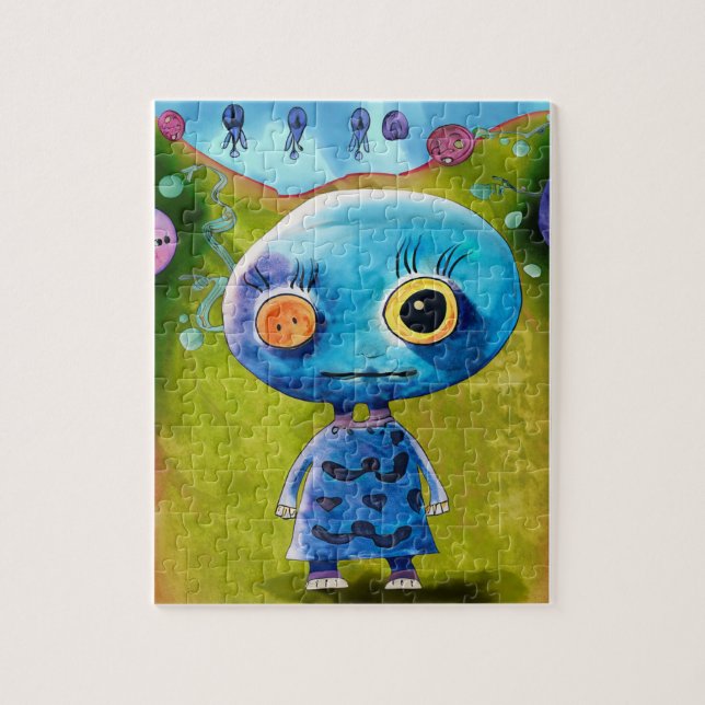 Kids Fun Game Colourful Cute Alien  Jigsaw Puzzle (Vertical)
