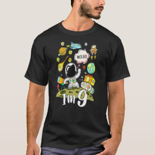 Kids Fun Im 9 Astronaut 9th Birthday 9 Year Old T-Shirt