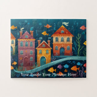 Kids fun underwater town puzzle